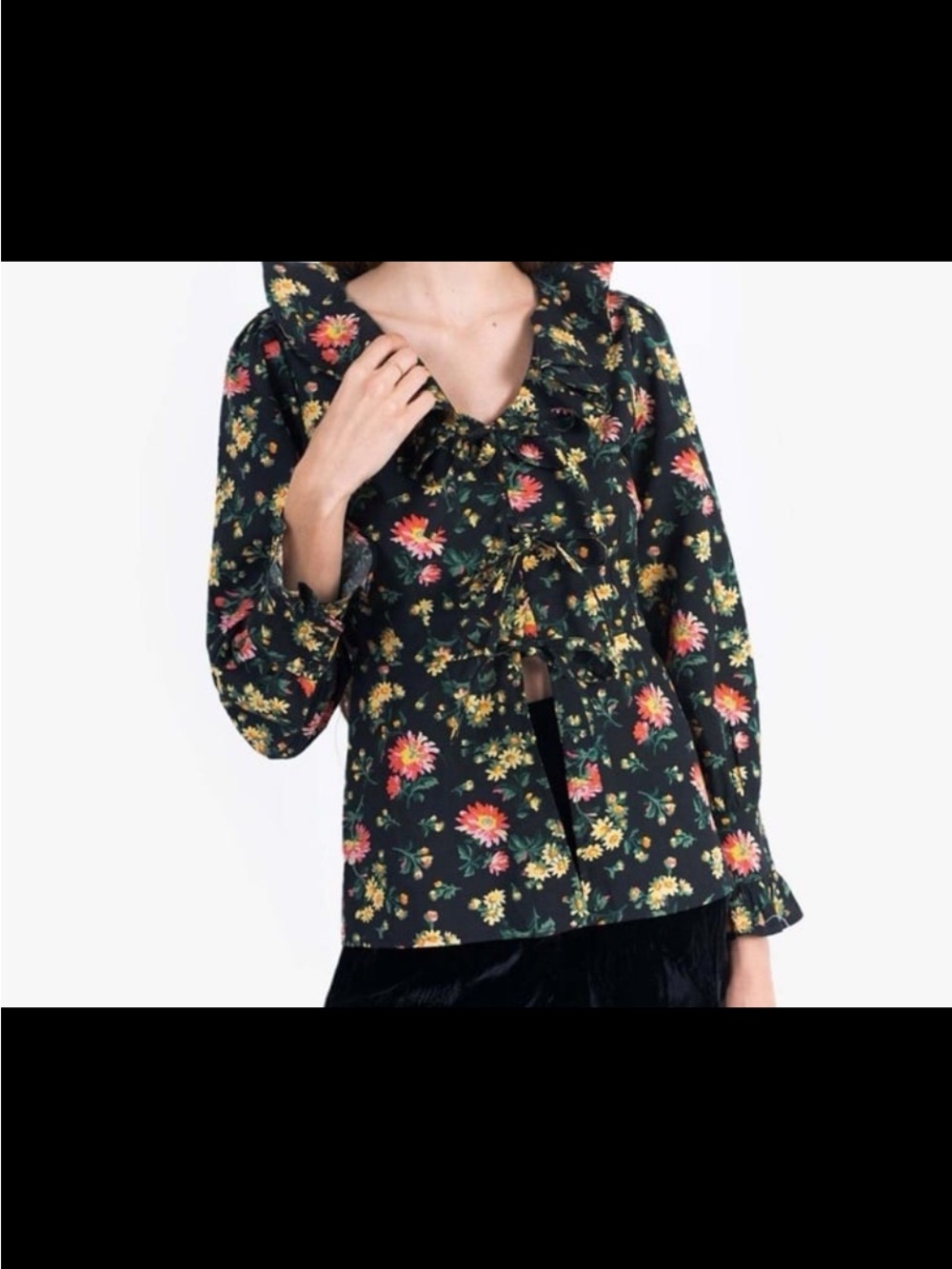 Batsheva x Laura Ashley Nia Blouse Rhian Daisy Tie Snap Front Frill Size 2